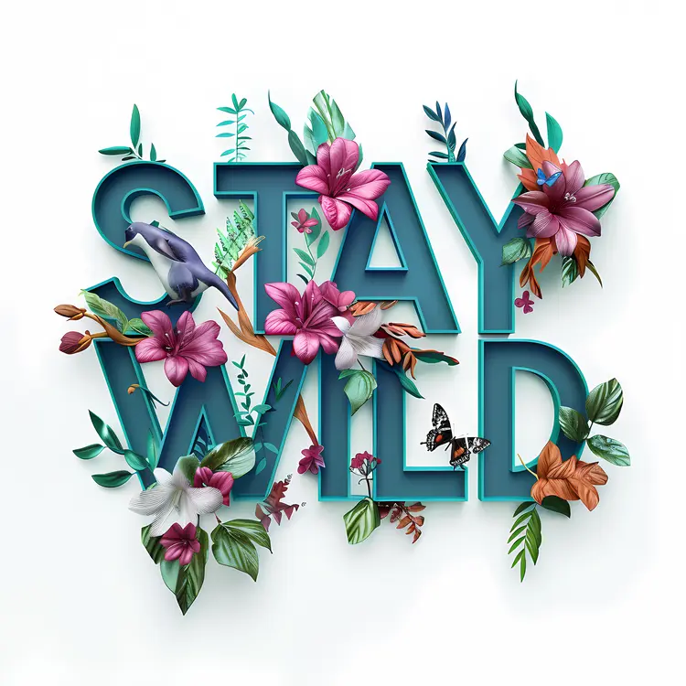 Stay Wild Floral Quote