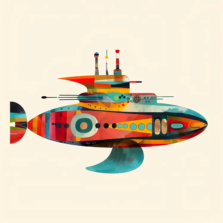 Colorful Submarine Illustration