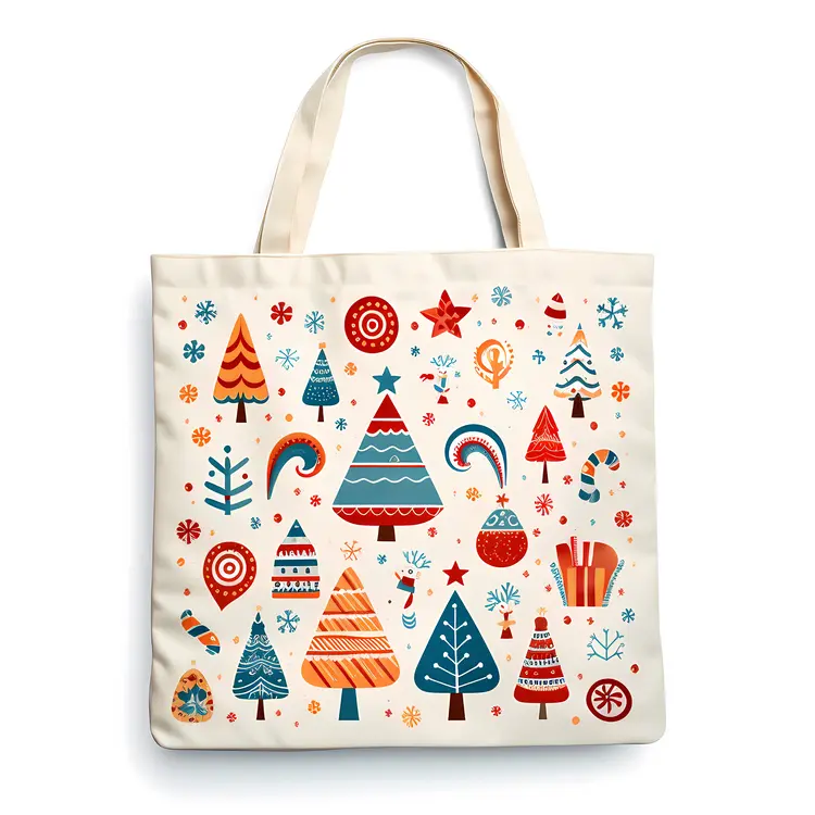 Colorful Christmas Trees Tote Bag