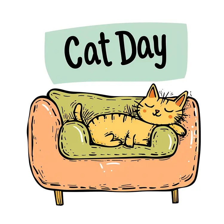 Cat on Couch on Cat Day