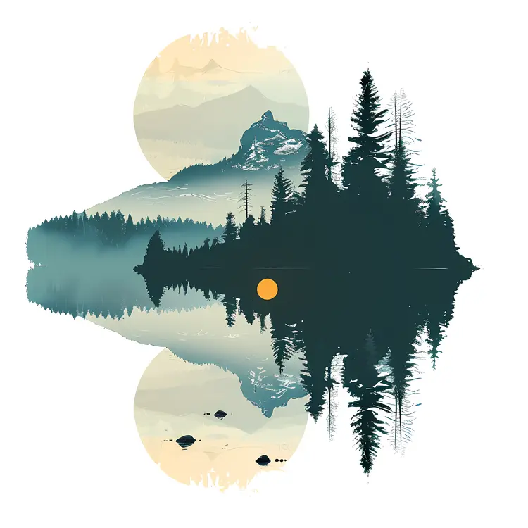 Island Reflection with Sunset