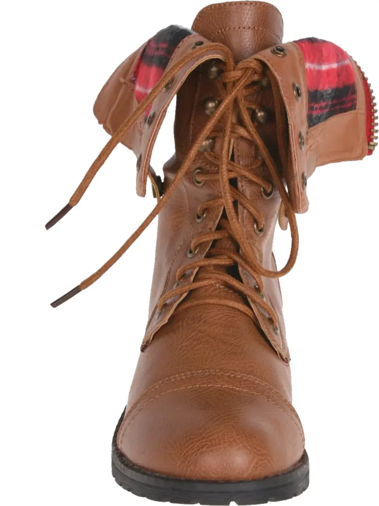 Brown Ankle Boot with Fold-over Design