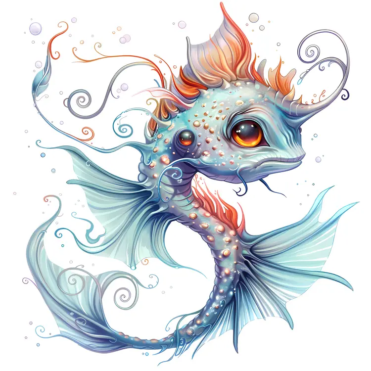 Adorable Cute Blue Fish