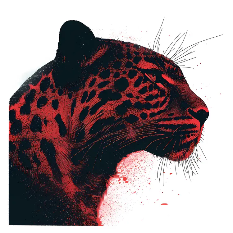Red and Black Leopard Illustration