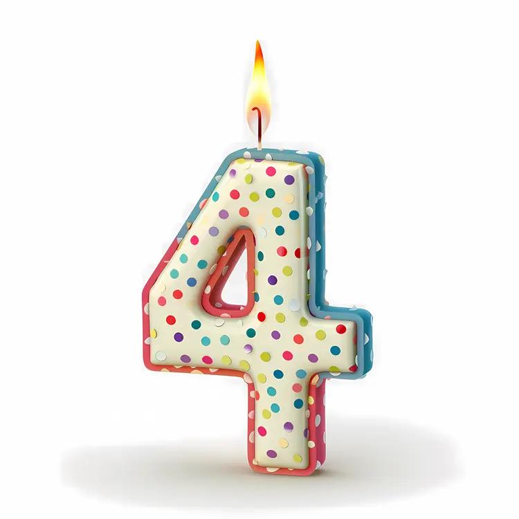 Colorful Number 4 Birthday Candle