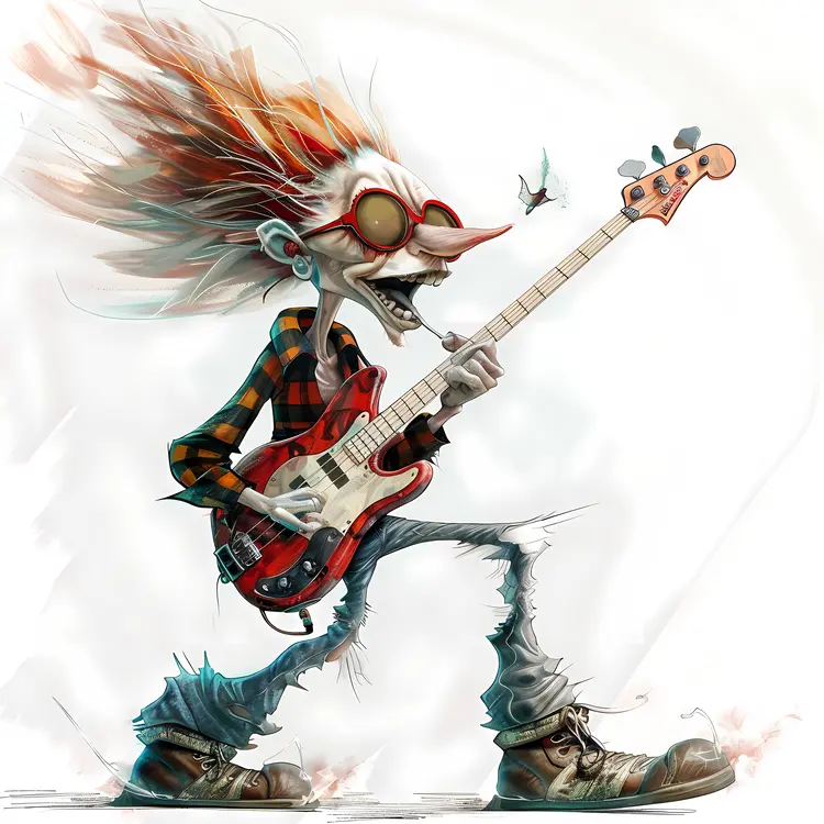 Cartoon Rock n' Roll Guitarist