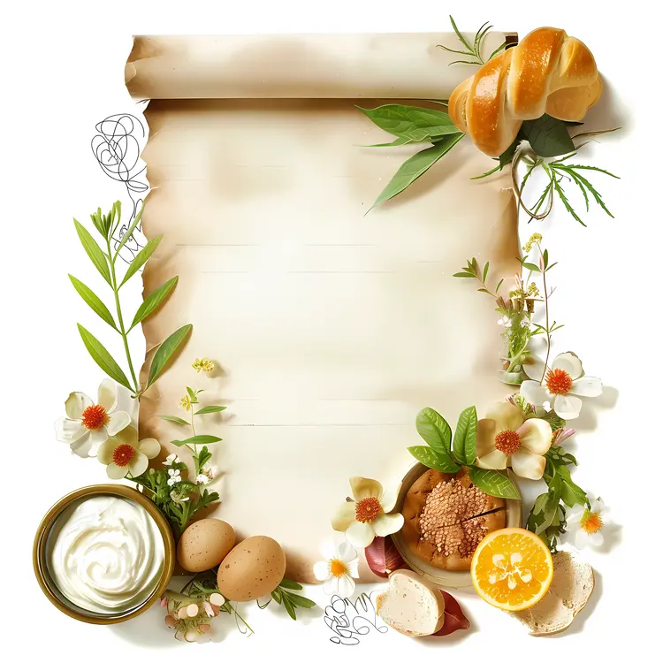 Decorative Recipe Scroll with Ingredients