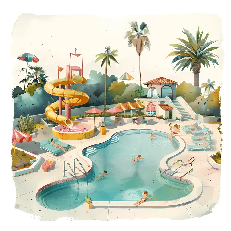 Resort Swimming Pool with Slide