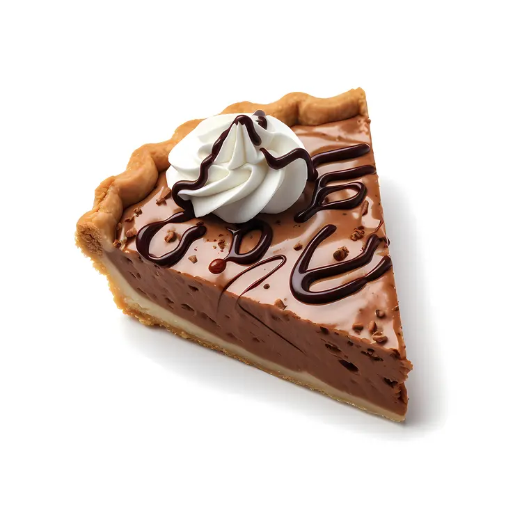 Delicious Chocolate Pie Slice with Whipped Cream