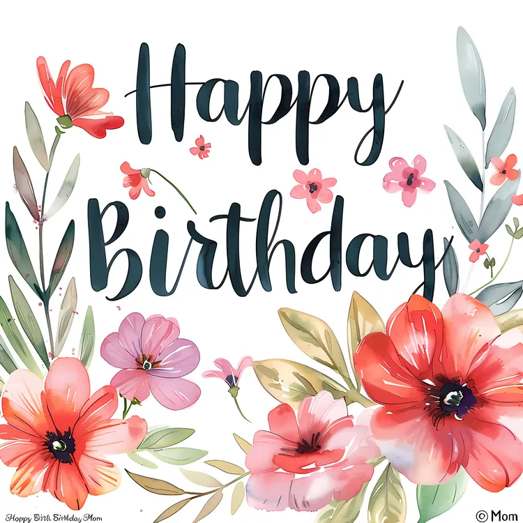 Happy Birthday Mom Illustration