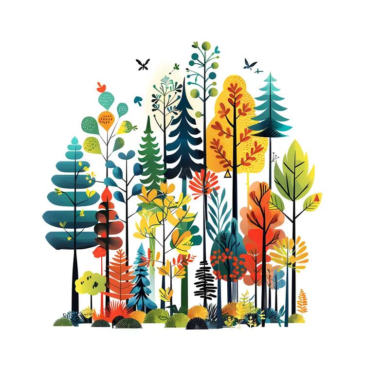 Autumn Colorful Forest Illustration