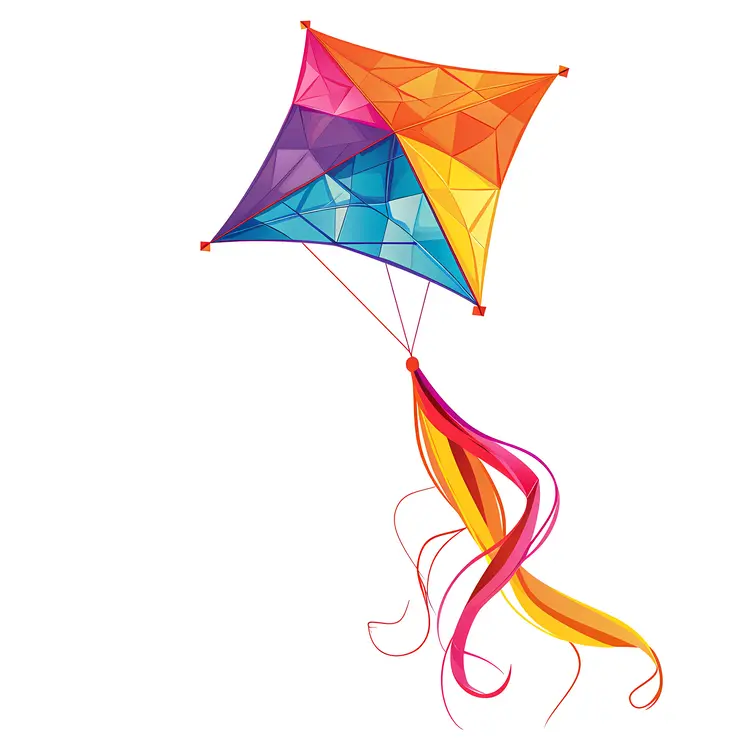 Colorful Kite with Flowing Ribbons