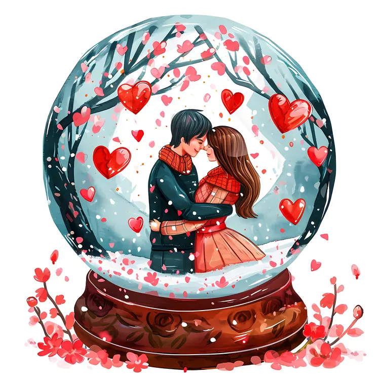 Heart Snow Globe with Couple