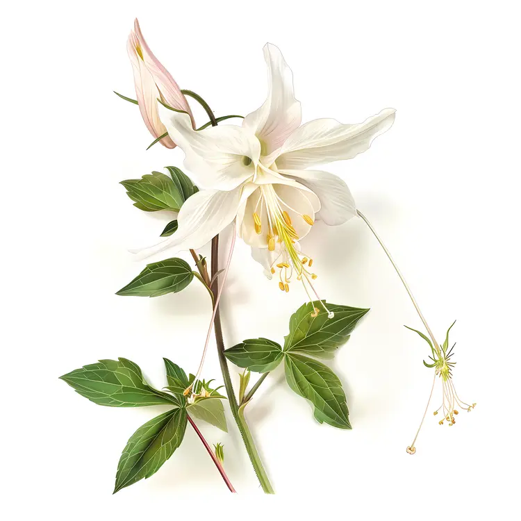 White Columbine Flower in Bloom