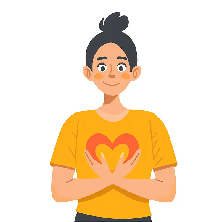 Cartoon Woman Holding Heart