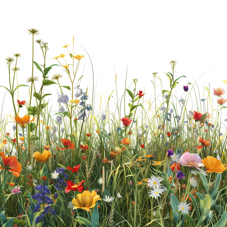 Colorful Wildflowers in Blooming Meadow