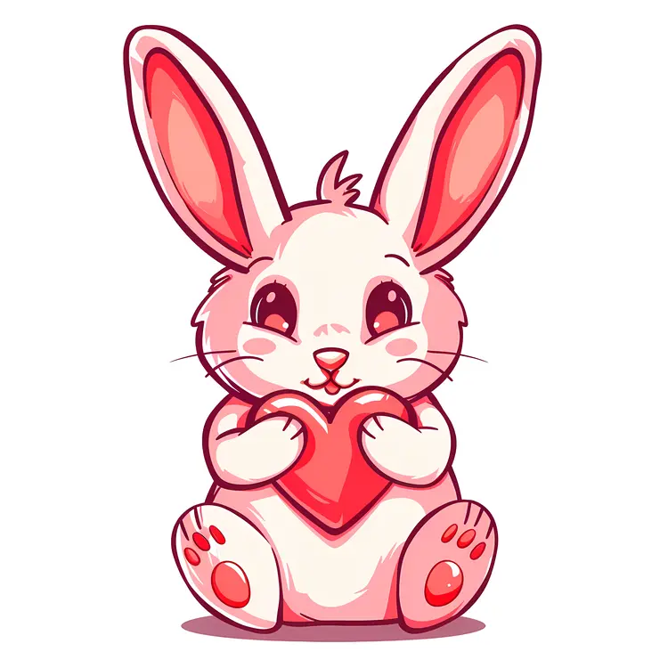 Cute Bunny Holding a Heart