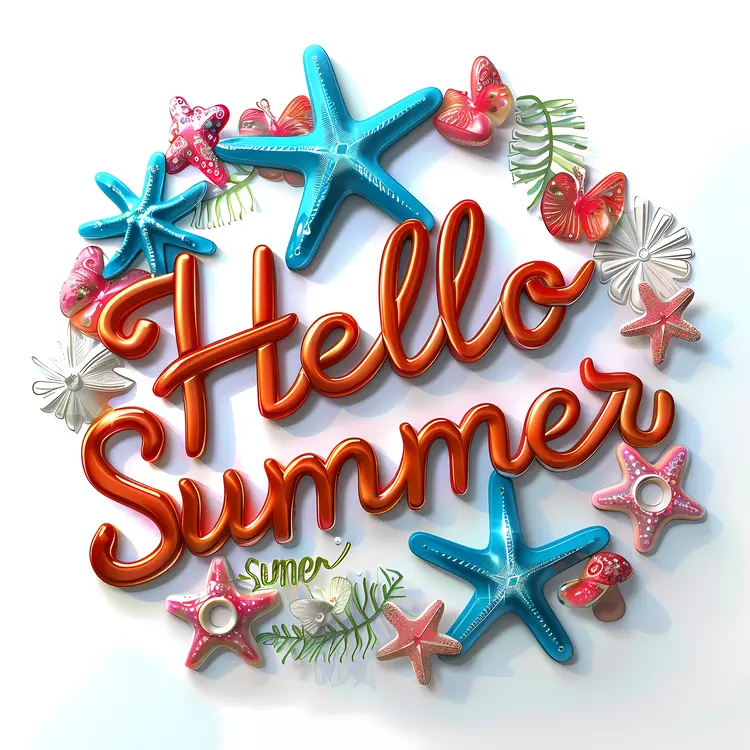 Hello Summer Starfish Illustration
