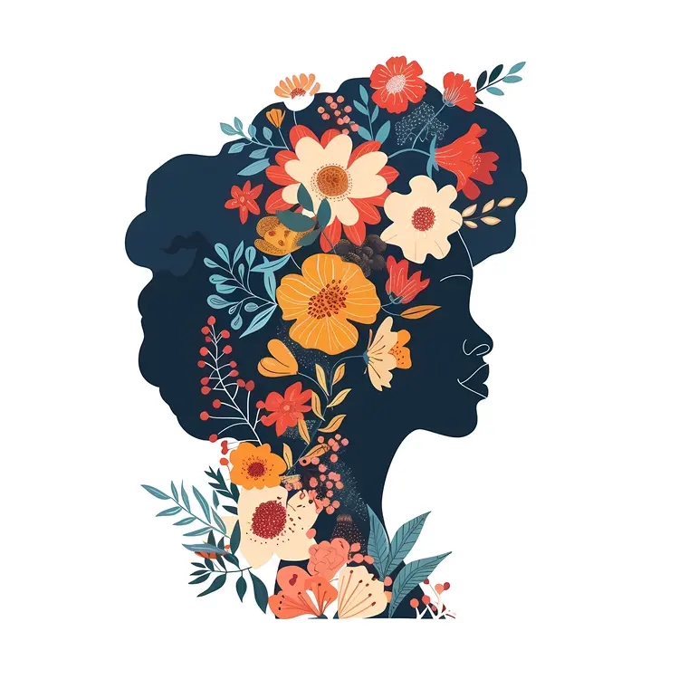 Floral Silhouette with Colorful Flowers
