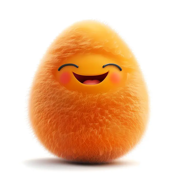 Adorable Fluffy Orange Egg with a Smile