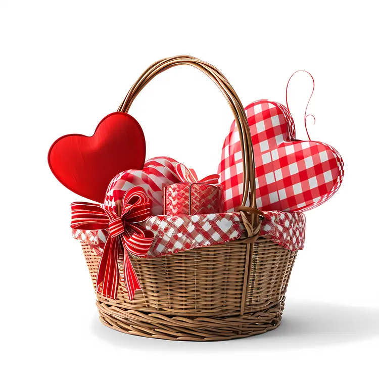 Heart Basket with Red Ribbon for Valentine's Day