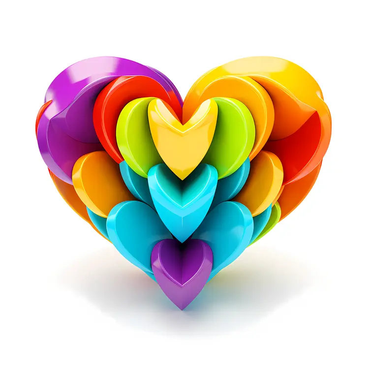 Colorful Geometric Rainbow Heart