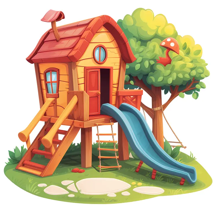 Playful Treehouse with Slide