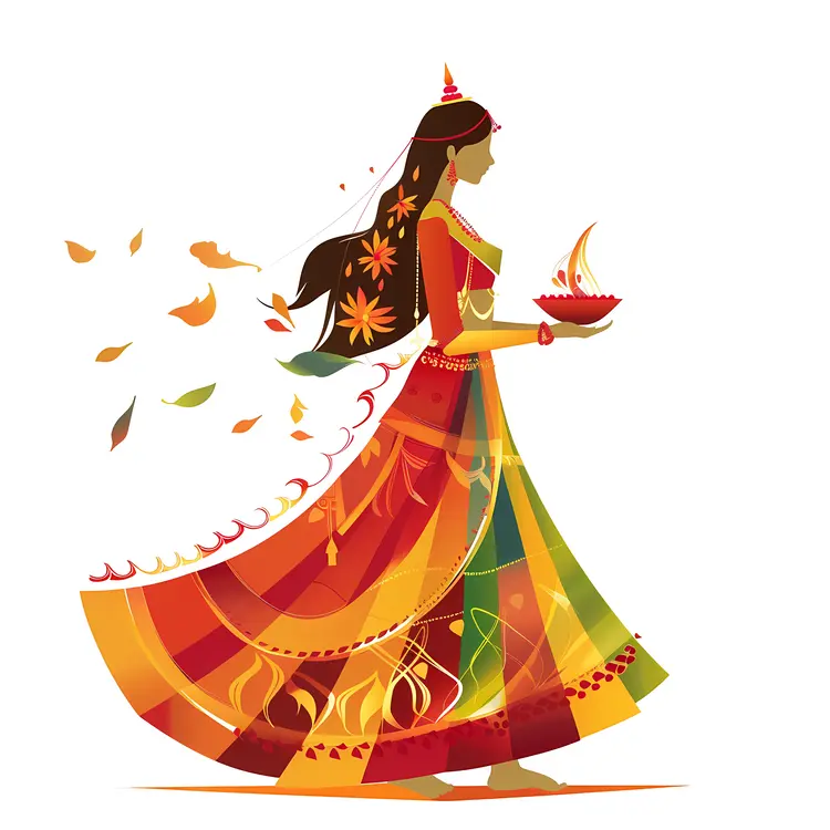 Traditional Indian Dress with Lamp