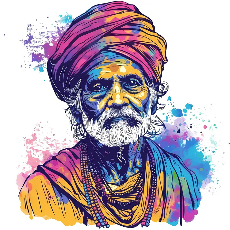 Vibrant Illustration of an Elderly Man