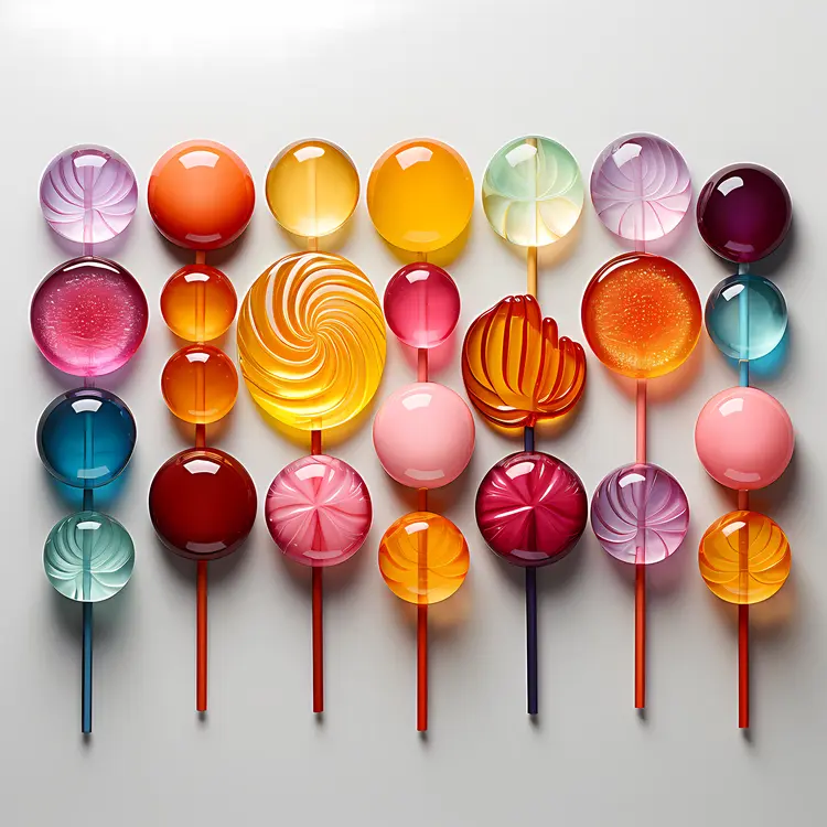Vibrant Lollipops in Different Colors and Textures