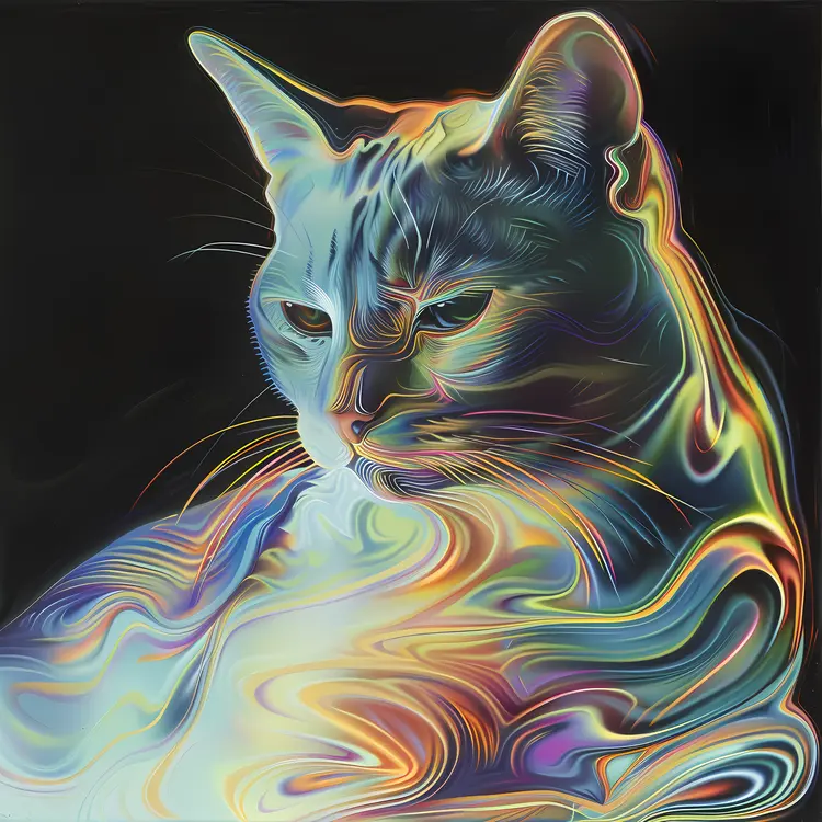 Colorful Cat with Artistic Design