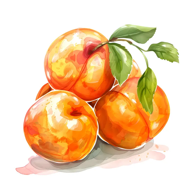 Fresh Apricots with Leaves