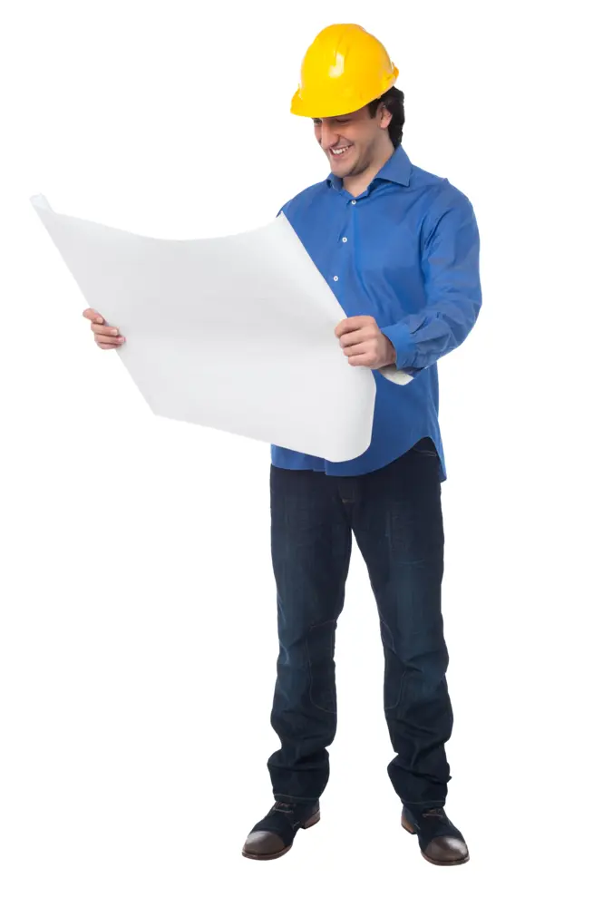 Construction Worker with Blueprint