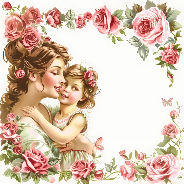 Mother and Child Surrounded by Roses