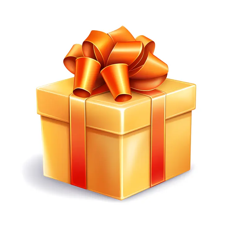 Golden Gift Box with Ribbon