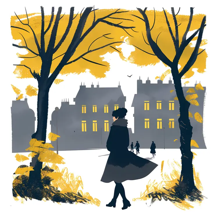 Woman Sauntering in Urban Park