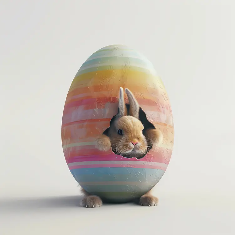 Bunny Emerging from Easter Egg