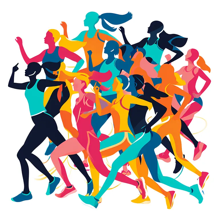 Vibrant Illustration of Female Runners