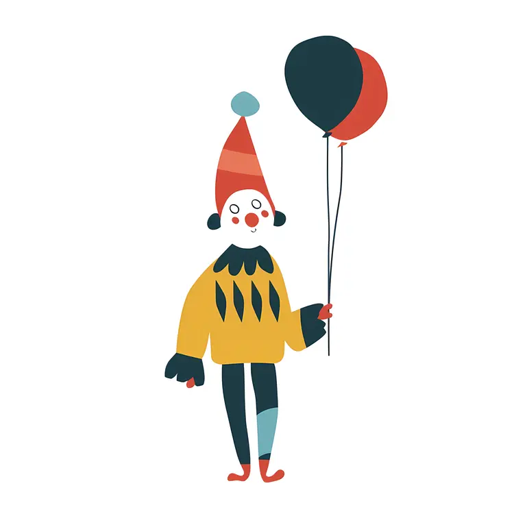 Cute Clown Holding Balloons