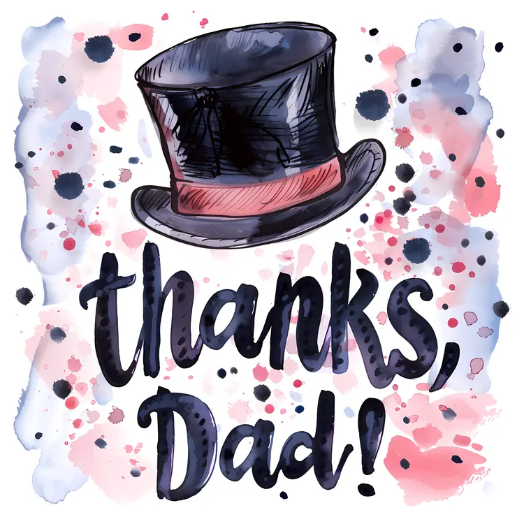 Thanks Dad with Top Hat and Colorful Background