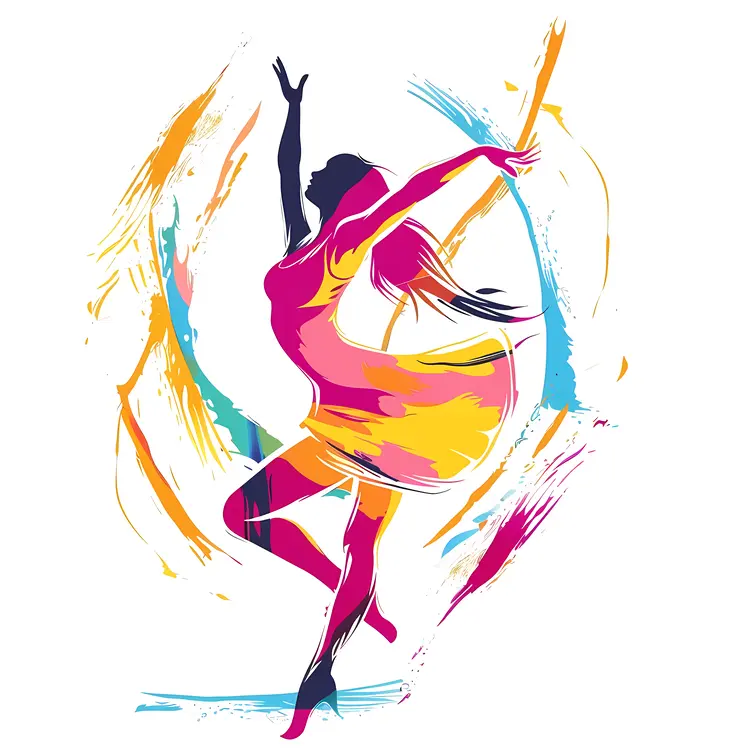 Joyful Colorful Dancing Woman