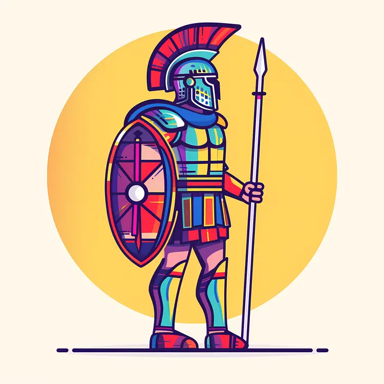 Colorful Spartan Warrior Illustration