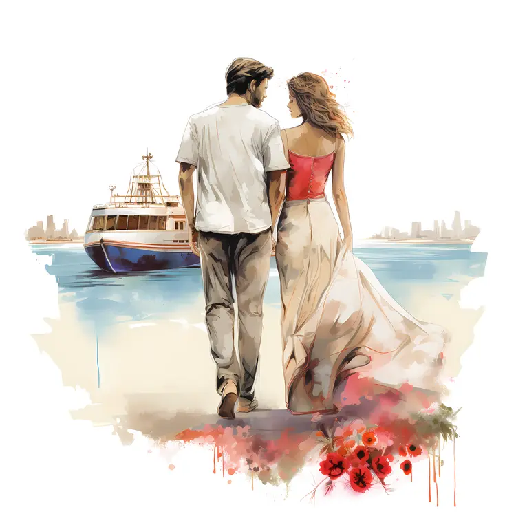 Romantic Couple by the Boat
