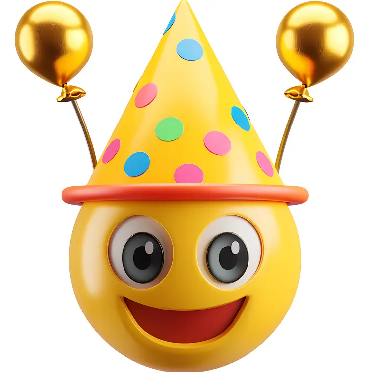 Party Yellow Emoji with Hat