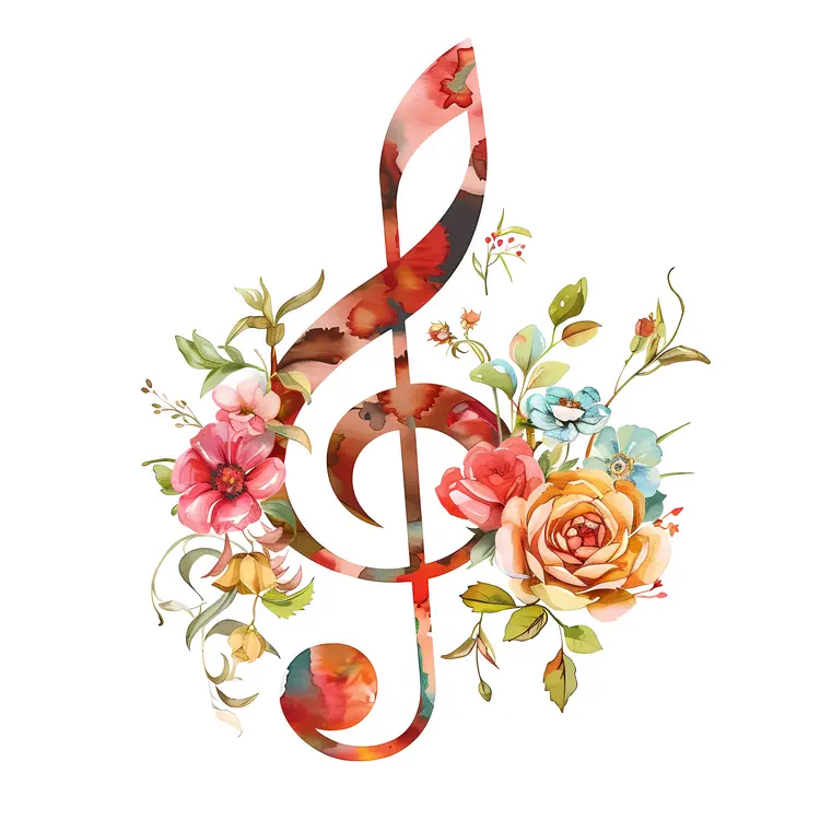 Floral Treble Clef with Roses