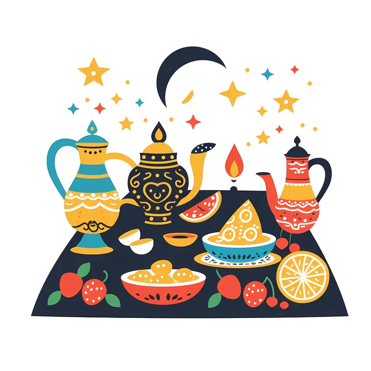 Colorful Tea Set with Stars