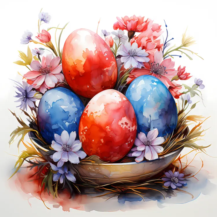 Beautiful Painted Easter Eggs with Flowers