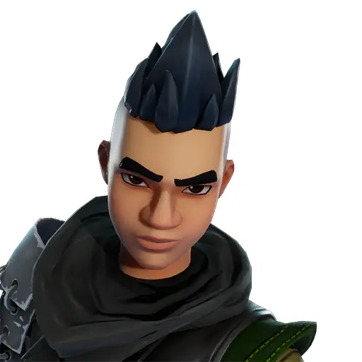 Male Character with Spiky Hair in Black Outfit