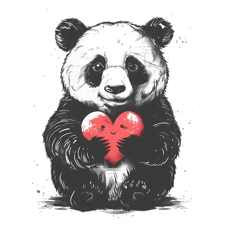 Cute Panda Holding a Heart