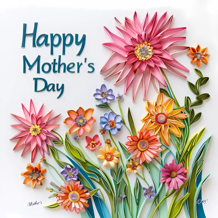 Colorful Mother's Day Flowers Greeting Card